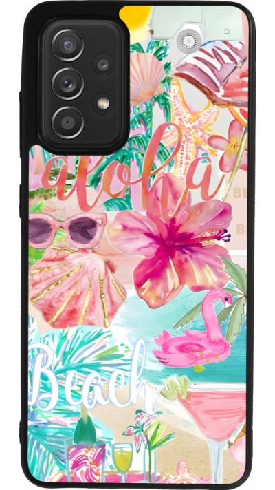 Coque Samsung Galaxy A52 - Silicone rigide noir Preppy Collage Aloha