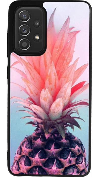 Coque Samsung Galaxy A52 - Silicone rigide noir Purple Pink Pineapple