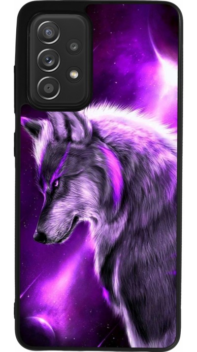 Coque Samsung Galaxy A52 - Silicone rigide noir Purple Sky Wolf