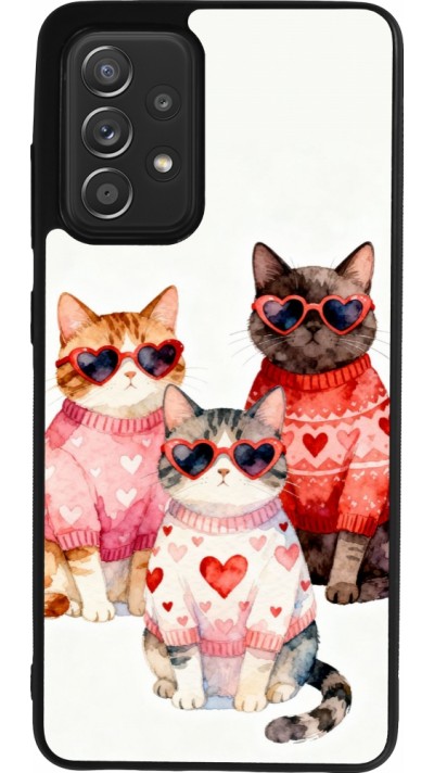 Coque Samsung Galaxy A52 - Silicone rigide noir Saint Valentines Day 26 Cat Love
