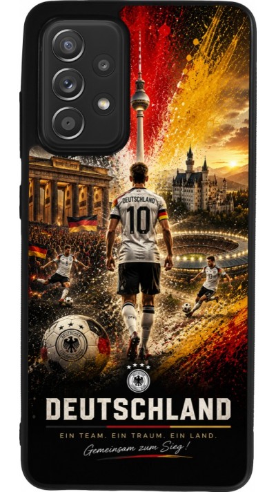 Coque Samsung Galaxy A52 - Silicone rigide noir Football Allemagne splash 2026