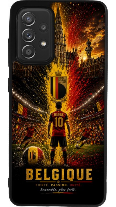 Coque Samsung Galaxy A52 - Silicone rigide noir Football Belgique splash 2026