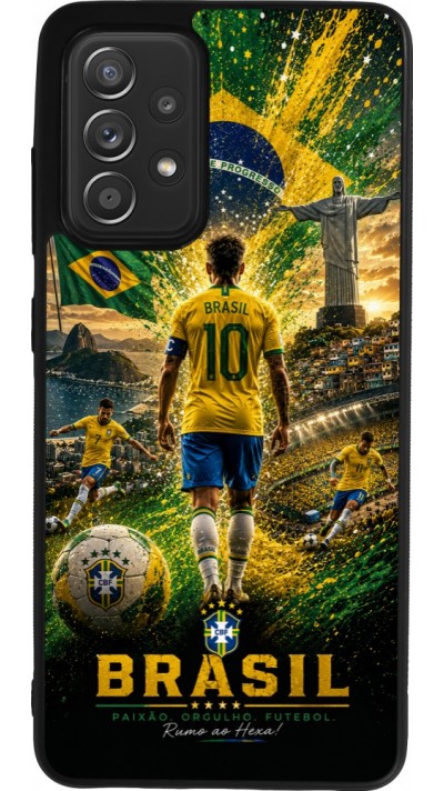 Coque Samsung Galaxy A52 - Silicone rigide noir Football Brésil splash 2026