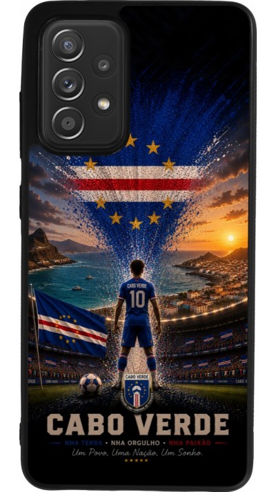 Coque Samsung Galaxy A52 - Silicone rigide noir Football Cap-Vert splash 2026