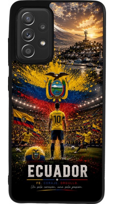 Coque Samsung Galaxy A52 - Silicone rigide noir Football Équateur splash 2026