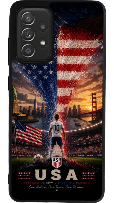 Coque Samsung Galaxy A52 - Silicone rigide noir Football États-Unis splash 2026