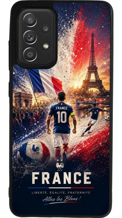 Coque Samsung Galaxy A52 - Silicone rigide noir Football France splash 2026