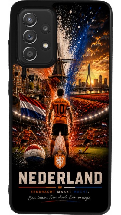 Coque Samsung Galaxy A52 - Silicone rigide noir Football Pays-Bas splash 2026
