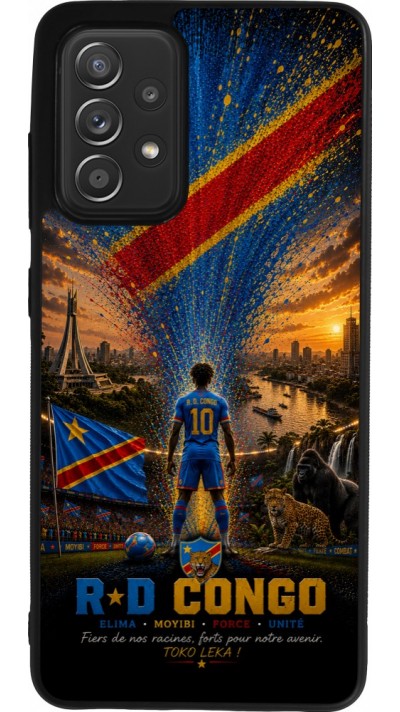 Coque Samsung Galaxy A52 - Silicone rigide noir Football République démocratique du Congo splash 2026