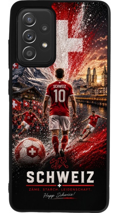Coque Samsung Galaxy A52 - Silicone rigide noir Football Schweiz splash 2026