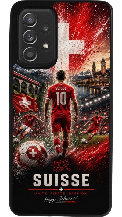 Coque Samsung Galaxy A52 - Silicone rigide noir Football Suisse splash 2026