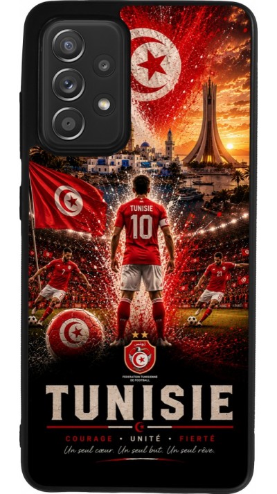 Coque Samsung Galaxy A52 - Silicone rigide noir Football Tunisie splash 2026
