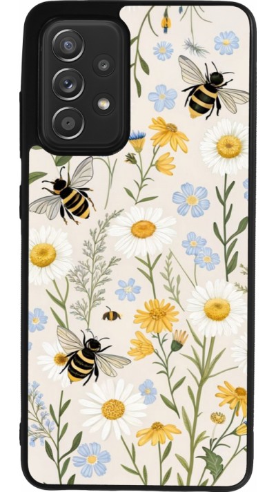 Coque Samsung Galaxy A52 - Silicone rigide noir Pattern bees Spring 2026