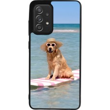 Samsung Galaxy A52 Case Hülle - Silikon schwarz Summer Dog on Paddle