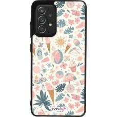 Coque Samsung Galaxy A52 - Silicone rigide noir Summer Pink Pattern