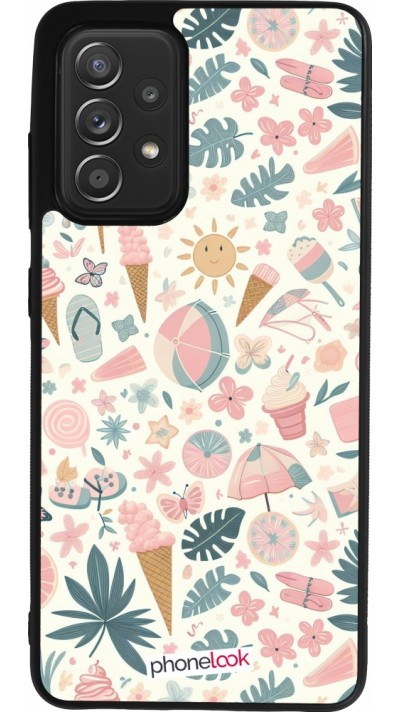 Coque Samsung Galaxy A52 - Silicone rigide noir Summer Pink Pattern