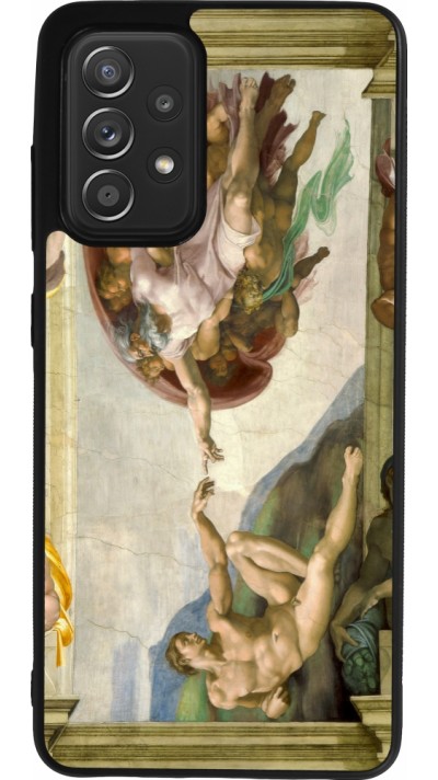Coque Samsung Galaxy A52 - Silicone rigide noir Tableau art - La Création d’Adam - Michel-Ange