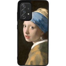 Coque Samsung Galaxy A52 - Silicone rigide noir Tableau art - La Jeune fille à la perle - Johannes Vermeer