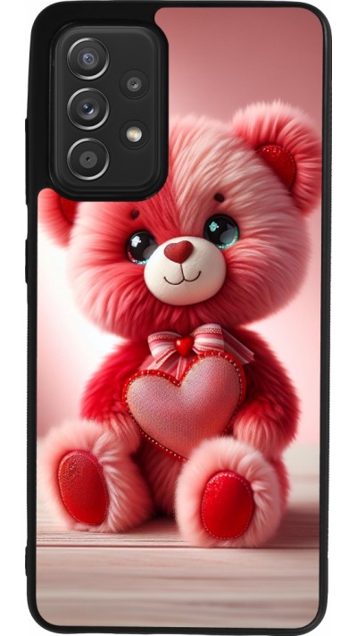 Coque Samsung Galaxy A52 - Silicone rigide noir Valentine 2024 Ourson rose
