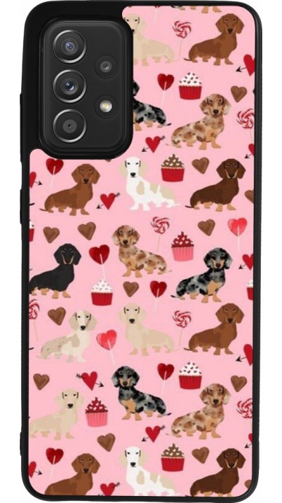 Coque Samsung Galaxy A52 - Silicone rigide noir Valentine 2024 puppy love