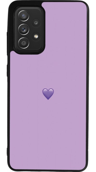 Coque Samsung Galaxy A52 - Silicone rigide noir Valentine 2023 purpule single heart