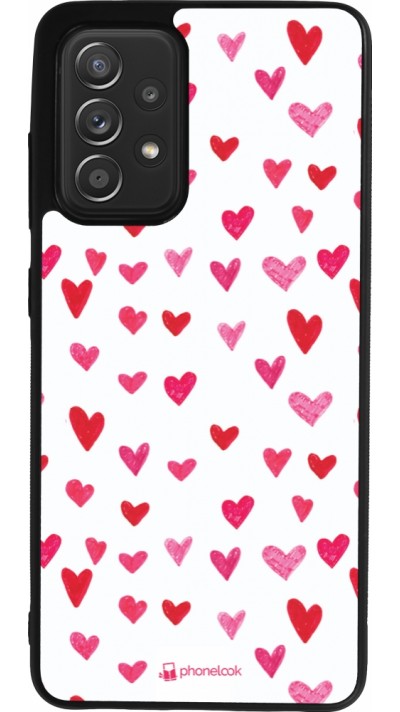 Coque Samsung Galaxy A52 - Silicone rigide noir Valentine 2022 Many pink hearts