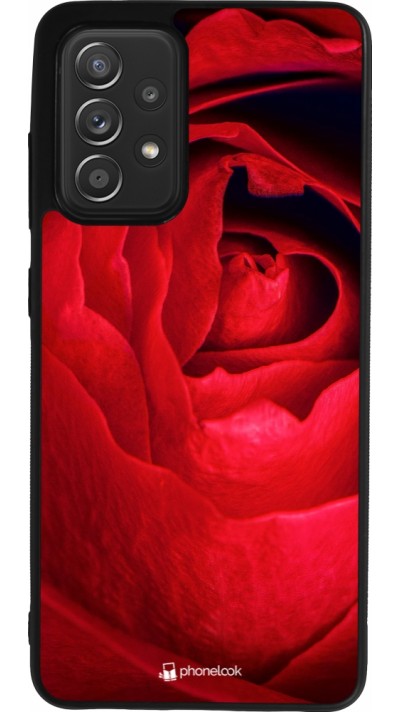 Coque Samsung Galaxy A52 - Silicone rigide noir Valentine 2022 Rose