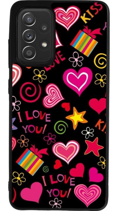 Coque Samsung Galaxy A52 - Silicone rigide noir Valentine 2023 love symbols