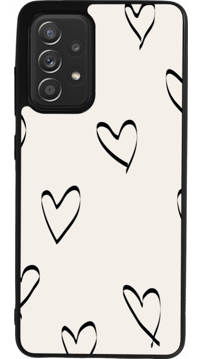 Coque Samsung Galaxy A52 - Silicone rigide noir Valentine 2023 minimalist hearts