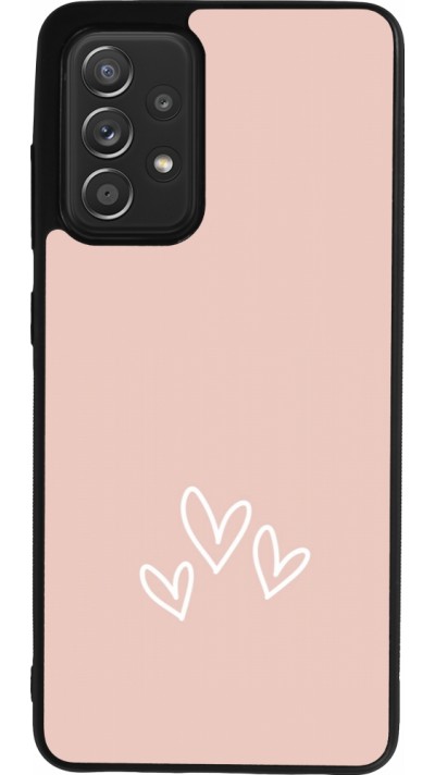 Coque Samsung Galaxy A52 - Silicone rigide noir Valentine 2023 three minimalist hearts