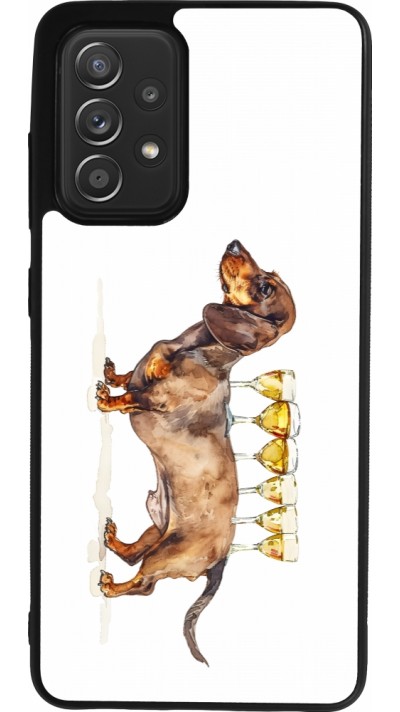 Samsung Galaxy A52 Case Hülle - Silikon schwarz Wine Teckel