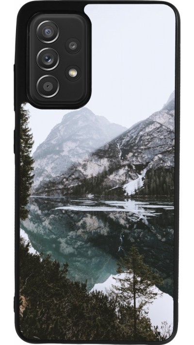 Samsung Galaxy A52 Case Hülle - Silikon schwarz Winter 22 snowy mountain and lake