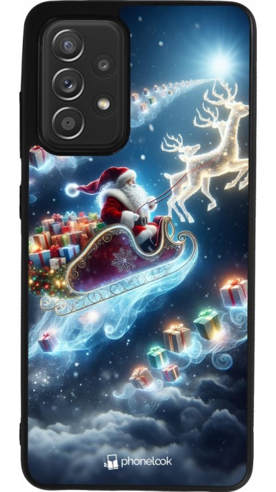 Coque Samsung Galaxy A52 - Silicone rigide noir Noël 2023 Père Noël enchanté