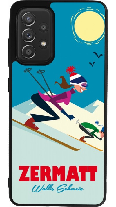 Coque Samsung Galaxy A52 - Silicone rigide noir Zermatt Ski Downhill