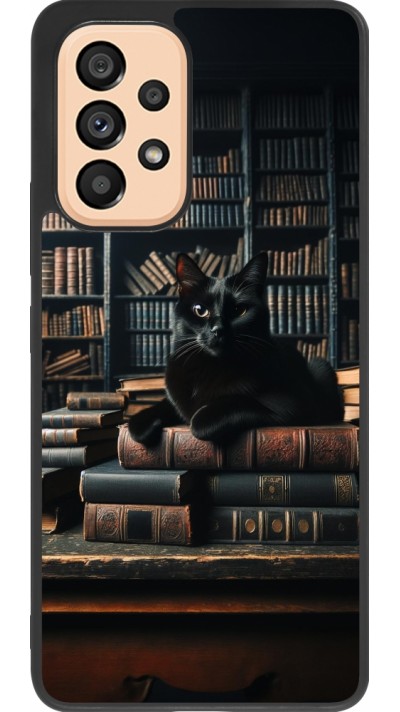 Samsung Galaxy A53 5G Case Hülle - Silikon schwarz Katze Bücher dunkel