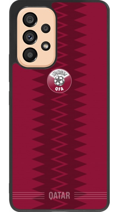 Coque Samsung Galaxy A53 5G - Silicone rigide noir Maillot de football Qatar 2026 personnalisable
