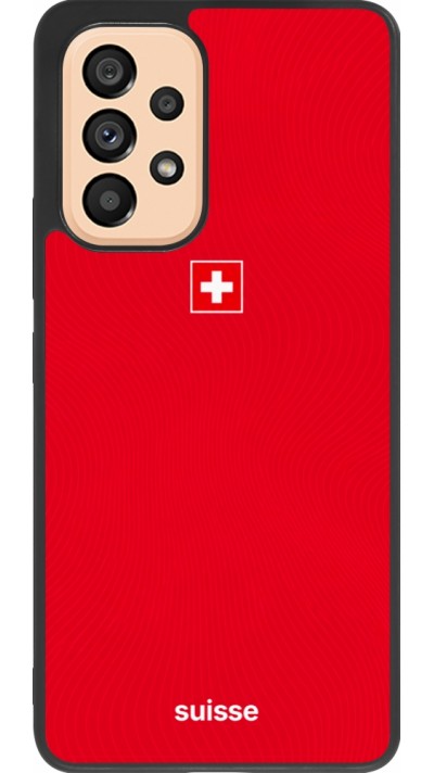 Coque Samsung Galaxy A53 5G - Silicone rigide noir Maillot de football Suisse 2026 personnalisable