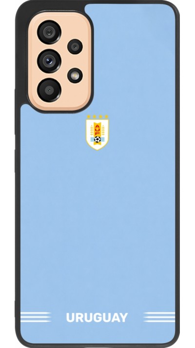 Coque Samsung Galaxy A53 5G - Silicone rigide noir Maillot de football Uruguay 2026 personnalisable
