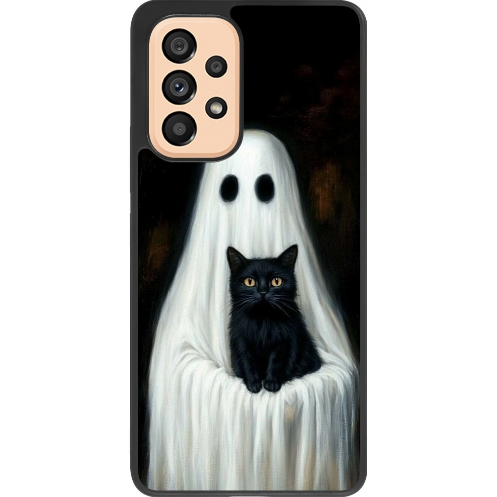 Coque Samsung Galaxy A53 5G - Silicone rigide noir Halloween 2025 Ghost with black cat