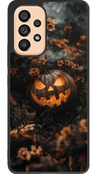 Samsung Galaxy A53 5G Case Hülle - Silikon schwarz Halloween 2025 Pumpkin with flowers