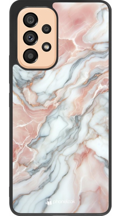 Coque Samsung Galaxy A53 5G - Silicone rigide noir Marbre Rose Lumineux