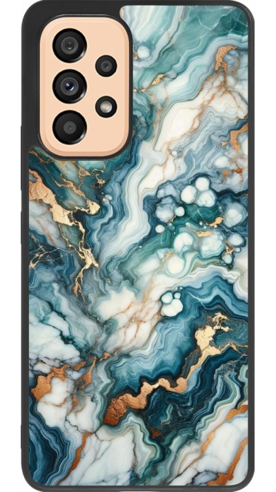 Coque Samsung Galaxy A53 5G - Silicone rigide noir Marbre Vert Bleu Doré