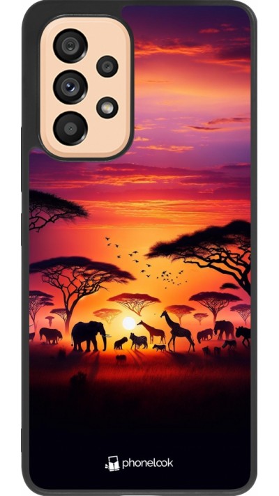 Coque Samsung Galaxy A53 5G - Silicone rigide noir Safari sunset wildlife