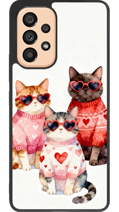 Coque Samsung Galaxy A53 5G - Silicone rigide noir Saint Valentines Day 26 Cat Love