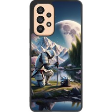 Coque Samsung Galaxy A53 5G - Silicone rigide noir Samurai Katana Lune