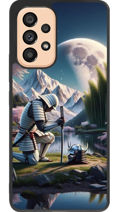 Coque Samsung Galaxy A53 5G - Silicone rigide noir Samurai Katana Lune