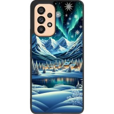 Coque Samsung Galaxy A53 5G - Silicone rigide noir Snowy Mountain Village Lake night