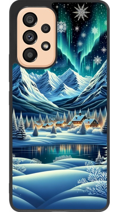 Coque Samsung Galaxy A53 5G - Silicone rigide noir Snowy Mountain Village Lake night