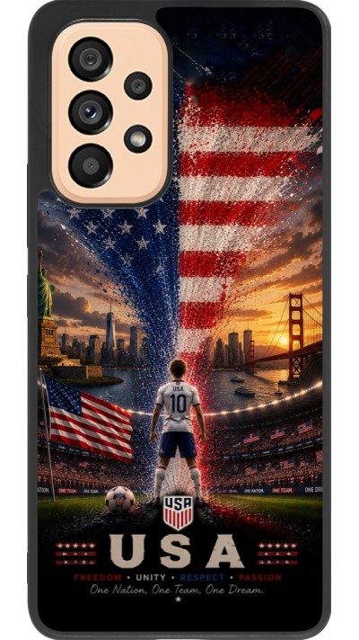 Coque Samsung Galaxy A53 5G - Silicone rigide noir Football États-Unis splash 2026