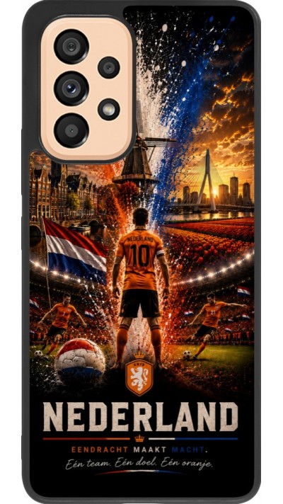 Coque Samsung Galaxy A53 5G - Silicone rigide noir Football Pays-Bas splash 2026